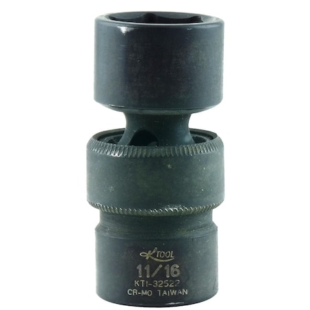 K-Tool International 3/8" Drive Impact Socket black oxide, Swivel 6 pt., 3/8"Dr, 11/16 KTI-32522